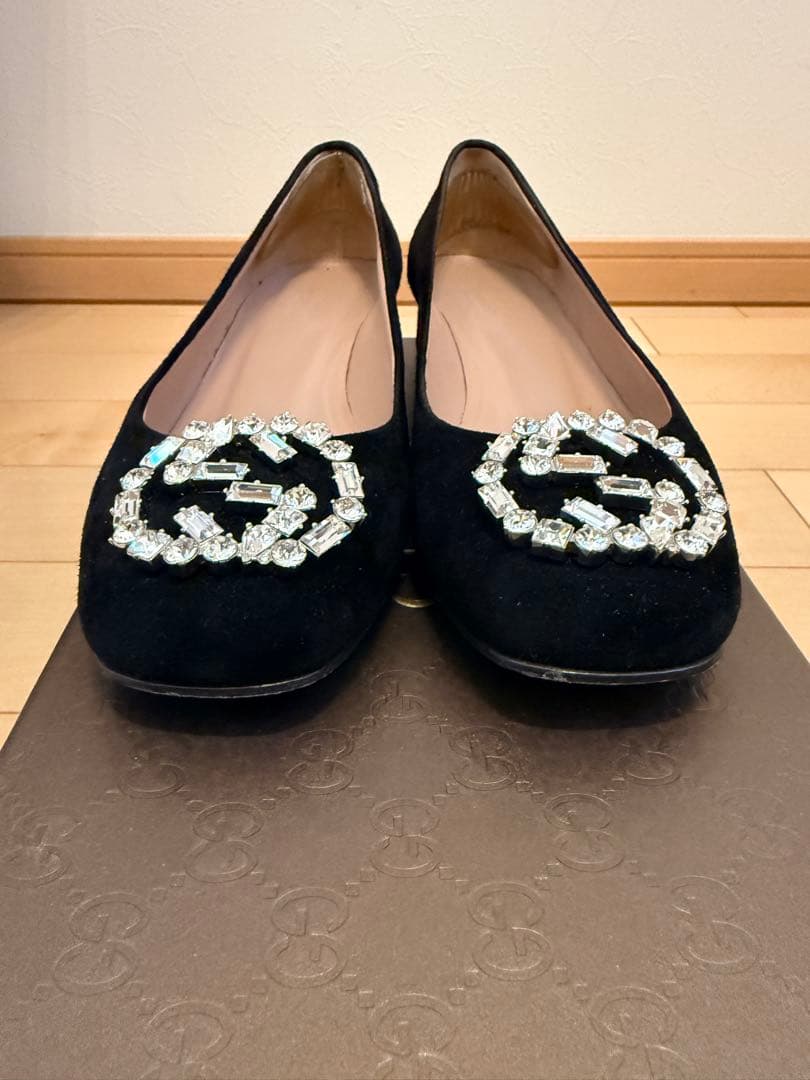 GUCCI グッチ/GGクリスタルビジューフラットシューズ/サイズ35 1/2