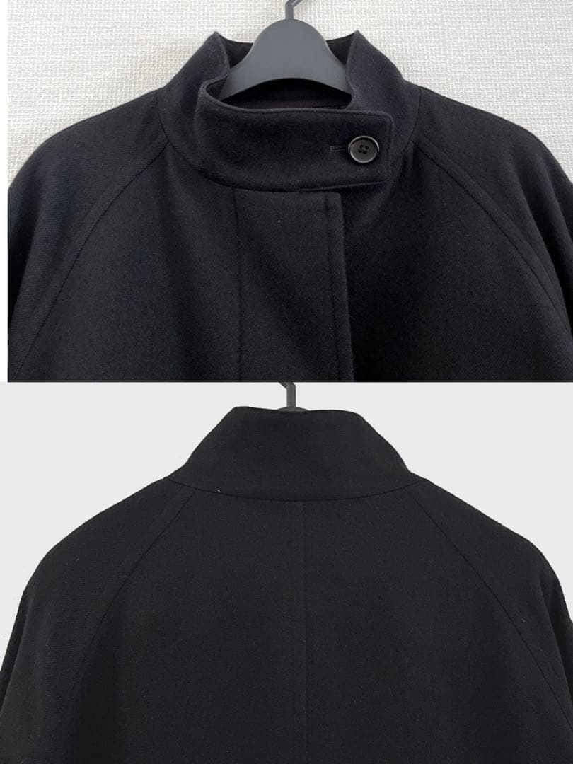 美品2023マーガレットハウエル ミルドウールコート スタンドカラー 黒