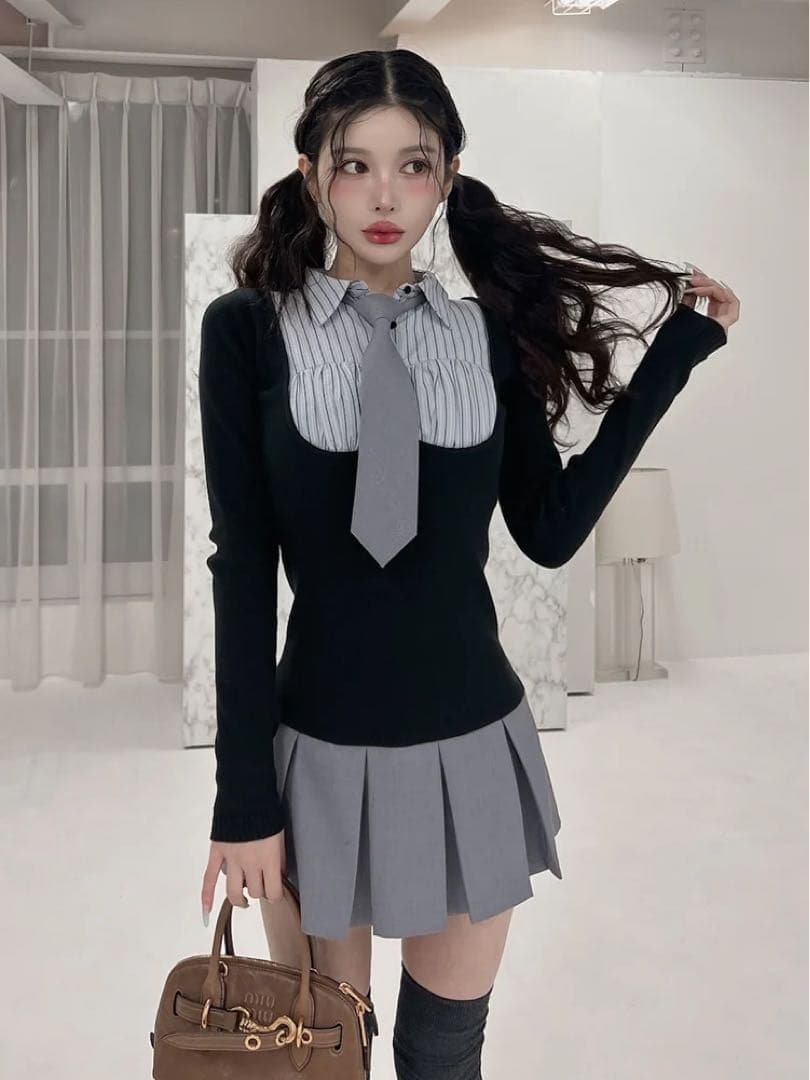 darich シャツドッキングニットミニワンピース 今期 完売 - メルカリ