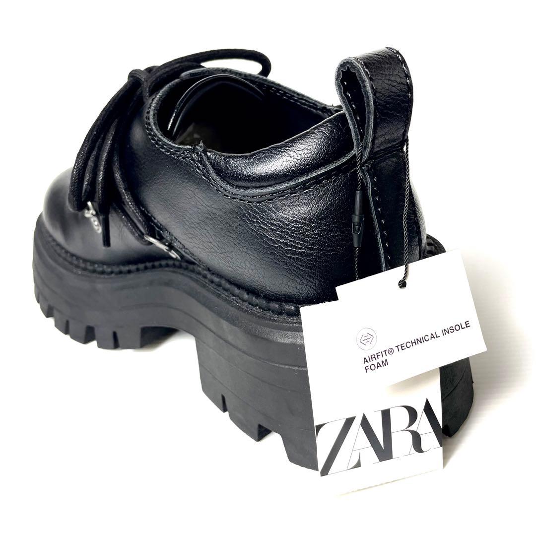 ZARA 新品 タグ付 25.5cm 39 マルチレース レースアップシューズ