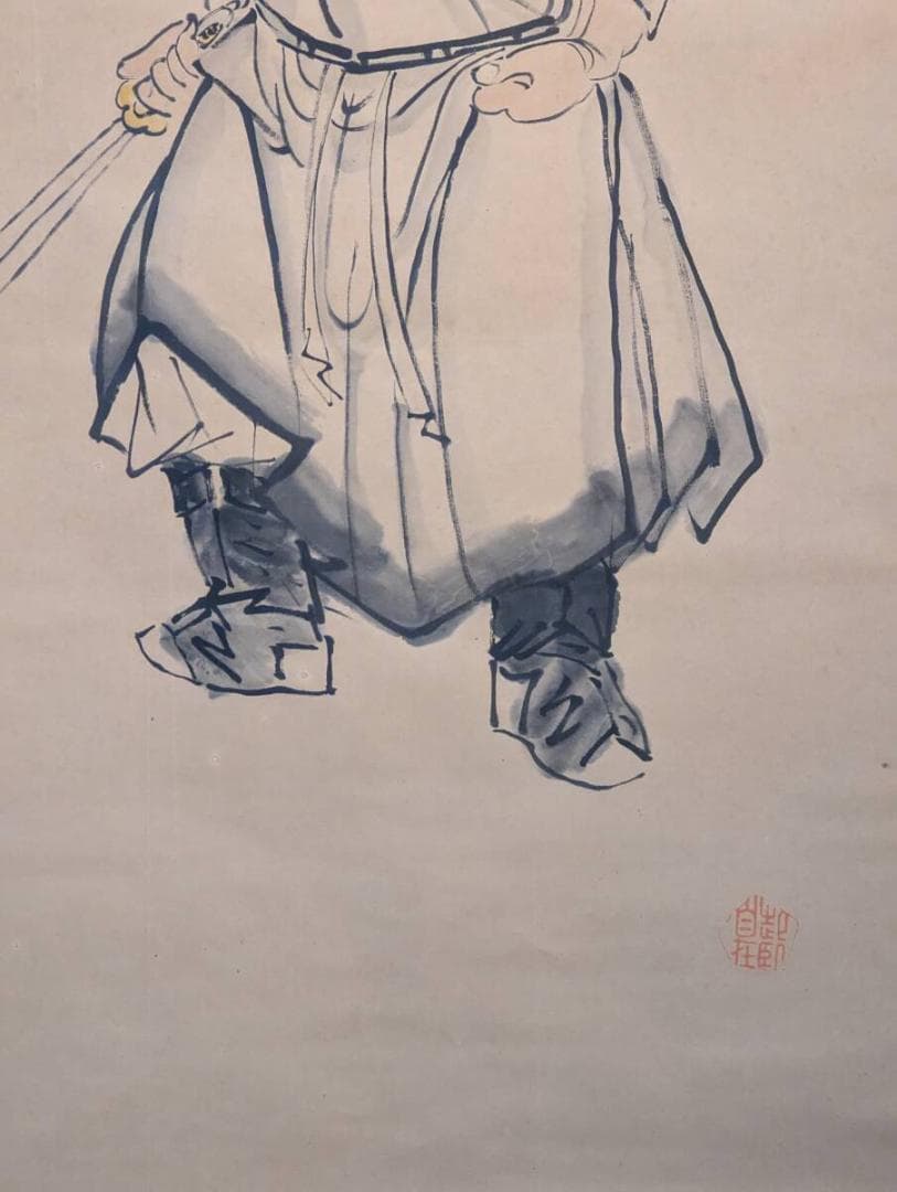 真作】掛軸 魔除けの武神像 勇壮なる鍾馗図 墨彩一幅 U160 - メルカリ