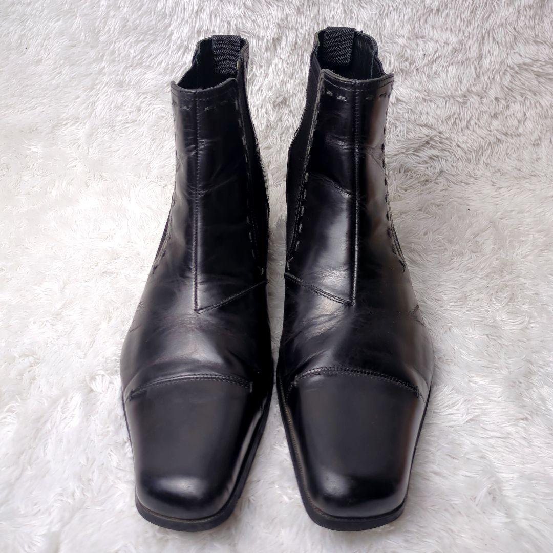 キャサリンハムネット サイドゴアブーツ スクエアトゥ 黒 26.0 - メルカリ