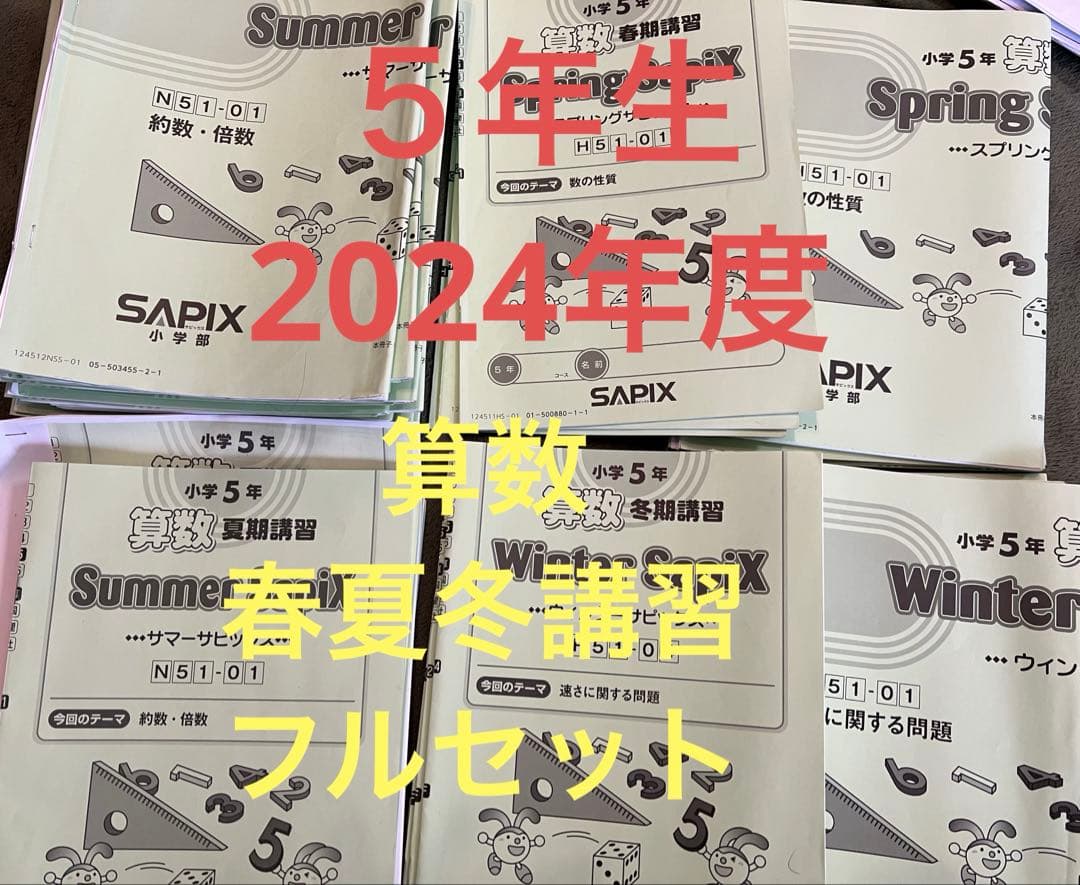 サピックス ５年 春夏冬 季節講習 フルセット 2024年度　算数　教科書 2025算数Summer SapiX &サマーサポート夏期講習フルセット - メルカリ