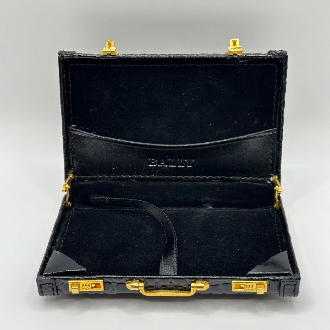 未使用】BALLY バリー カードケース アタッシュケース型 クロコ型押し