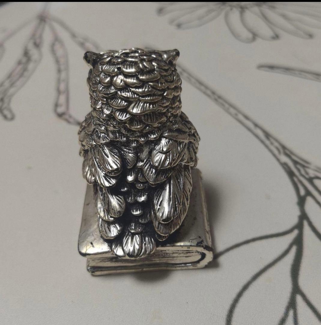 イタリア製・老舗名門 BERNASCONI 純銀（800シルバー）フクロウ置物