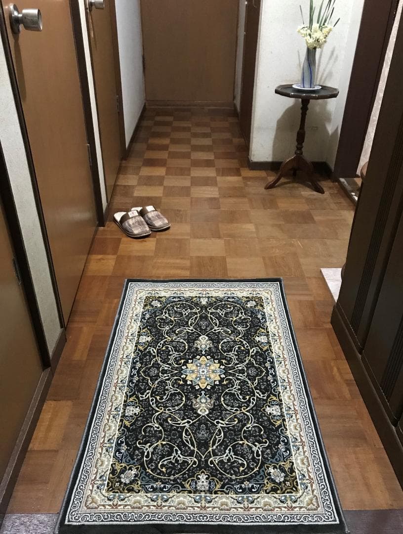 立体柄、144万ノット！高密度織、本場イラン産 絨毯！60×90cm‐35001