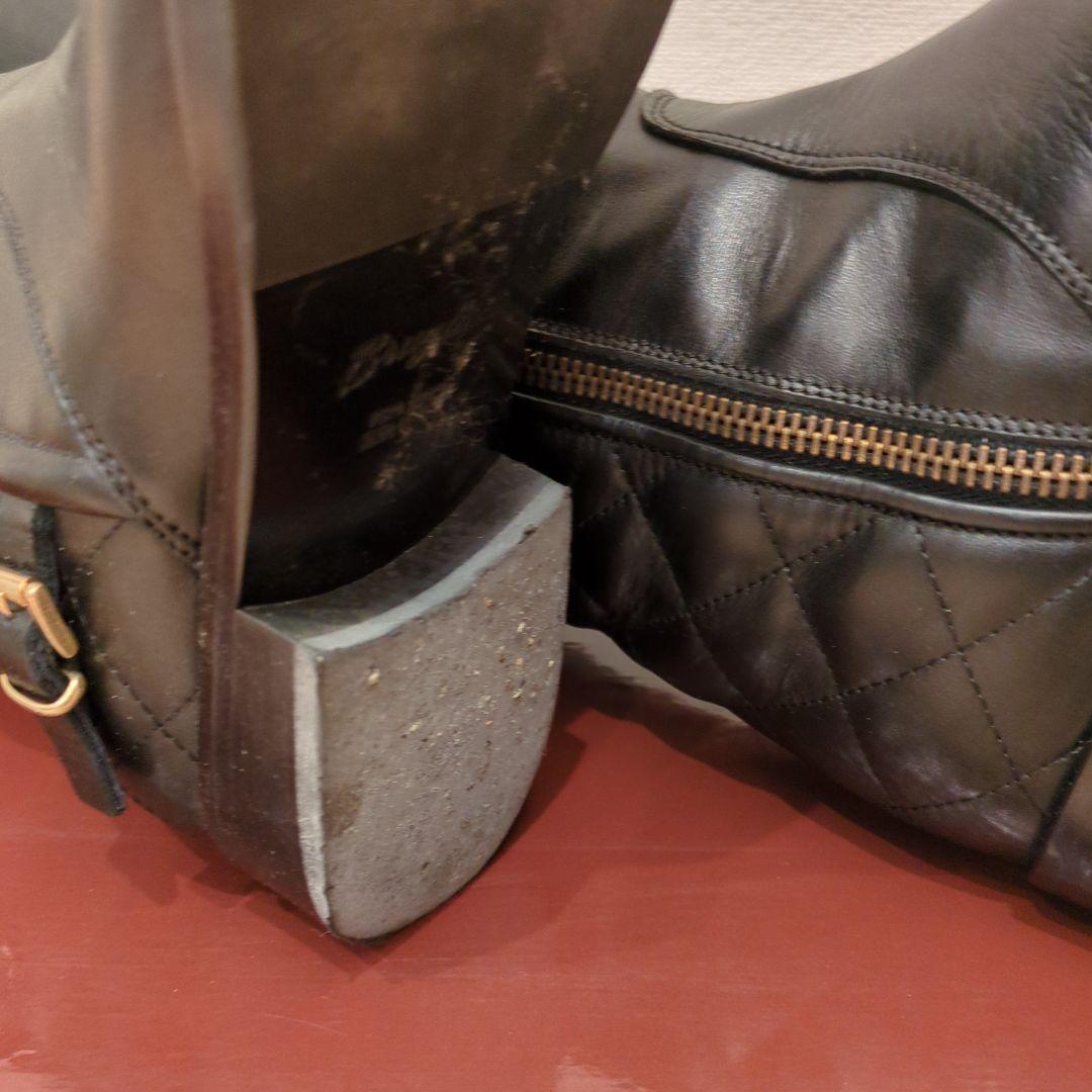 carnet ブラックレザーキルティングロングブーツ 37/24cm