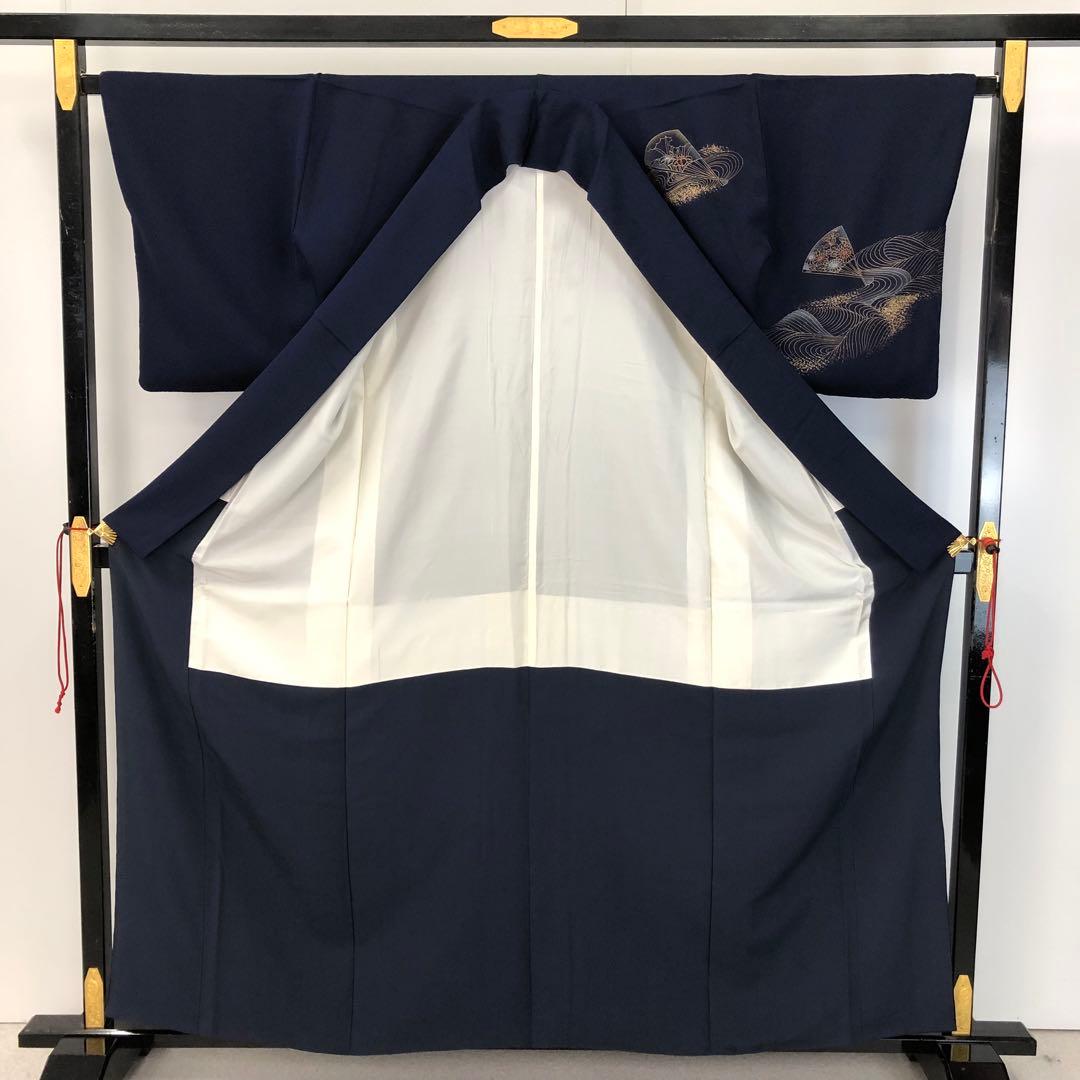 付下げ 波模様に扇子に花柄模様 金彩 KK-2138 - メルカリ