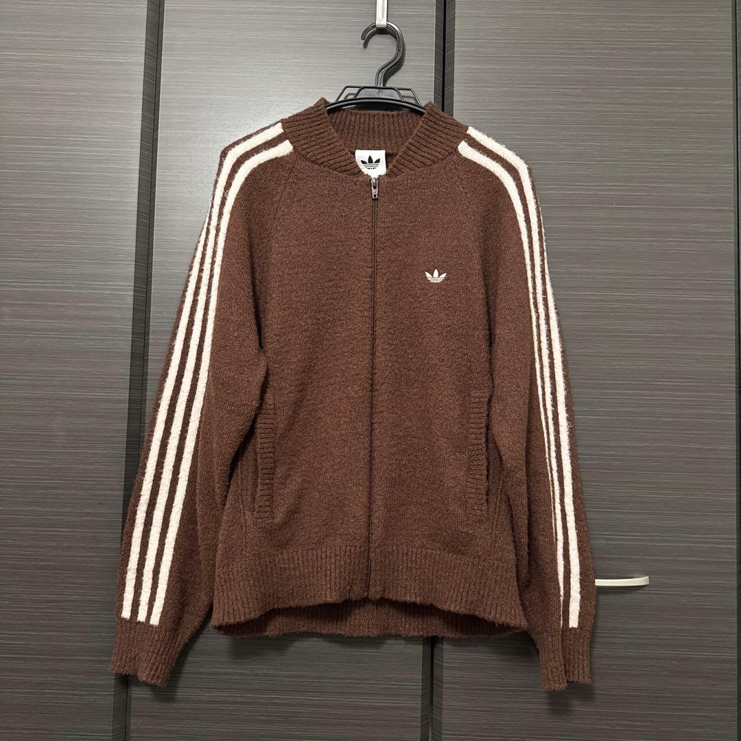 adidas SSTトラックトップ ニットブラウン ジップアップジャージ S