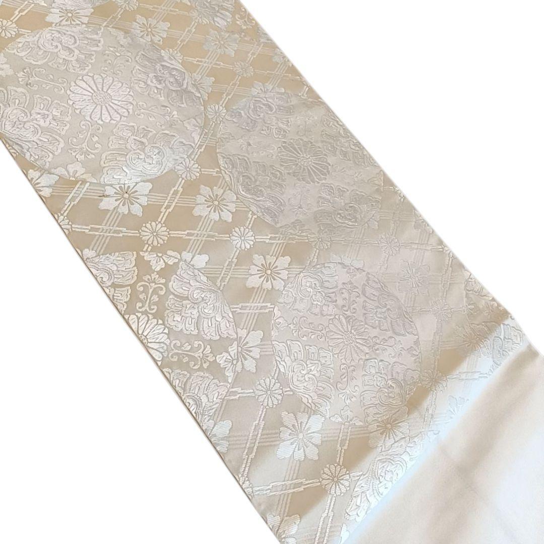 LULU12 袋帯 花 花輪 白 オフホワイト 上品 人気