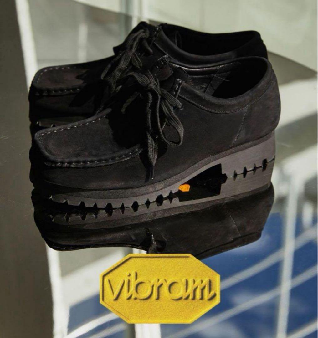 ね*で様 新品 ビブラム × オープニングアクト ヌバックレザー モカシン シュ Vibram × OPENING ACT] Vibramソールヌバックリアルレザーモカシン