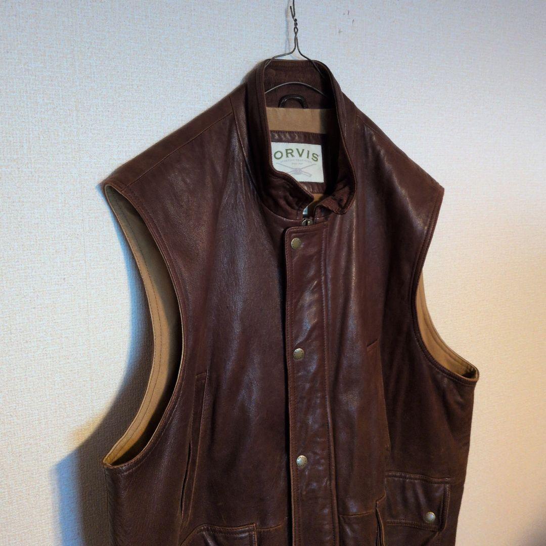 希少】90s ORVIS レザーベスト XXL - メルカリ