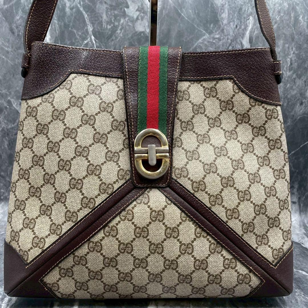 ✨美品✨GUCCI GG シェリーライン ショルダーバッグ ブラウン 金具