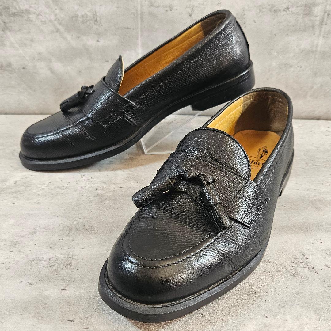 ケンフォード タッセルローファー 25.5cm 黒 シボ本革 定番人気