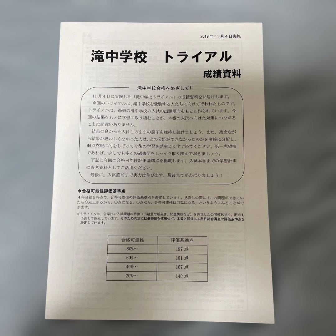 日能研 滝中学校 トライアル模試 - メルカリ