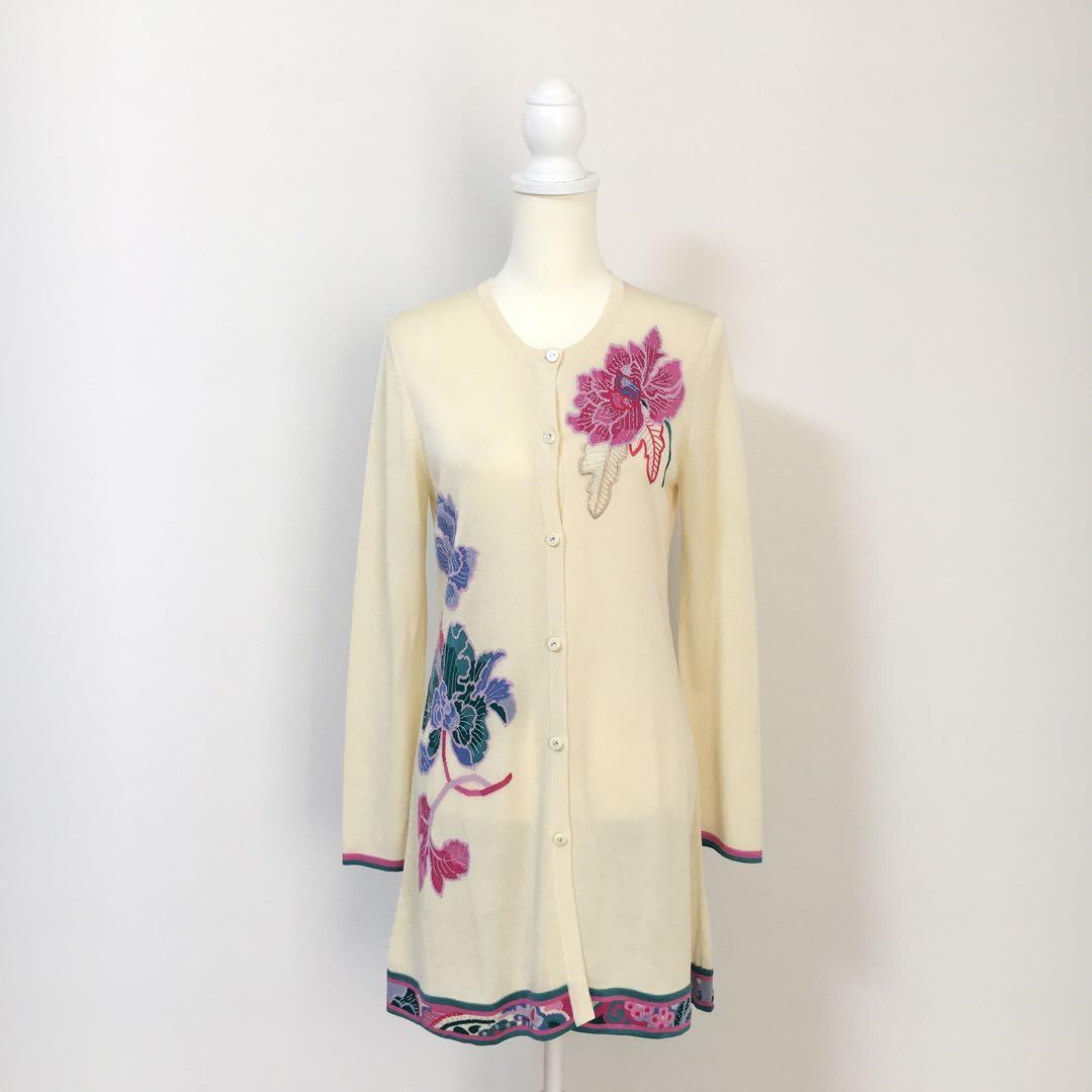 近年美品 LEONARD レオナール シルク ロング カーディガン コート 42