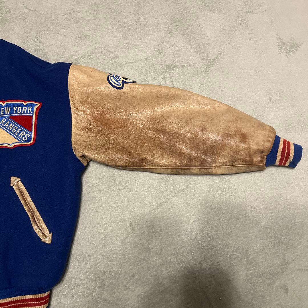 スタジャン NHL ニューヨークレンジャーズ ビーバールーツ カナダ製 袖