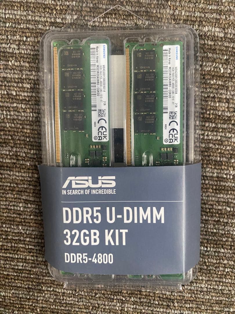 い*じ様 ASUS DDR5 U-DIMM 32GB KIT DDR5-4800 ASUS ASUS DDR5 U-DIMM 32GB KIT 288pin DDR5-4800 CL40-39-39 32GB