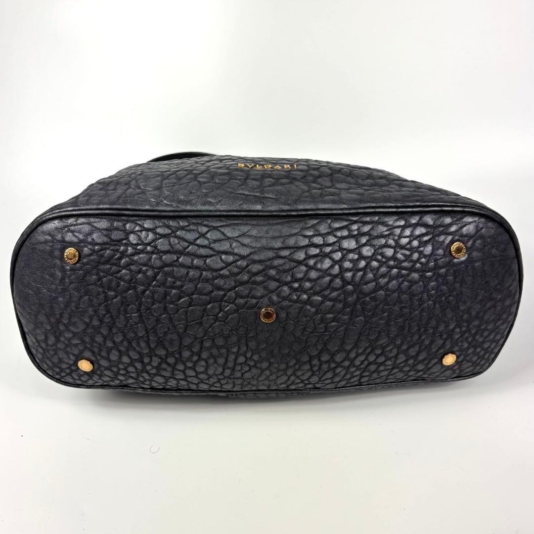 極美品 ブルガリ レオーニ ハンドバッグ ライオン シボ革 カード有