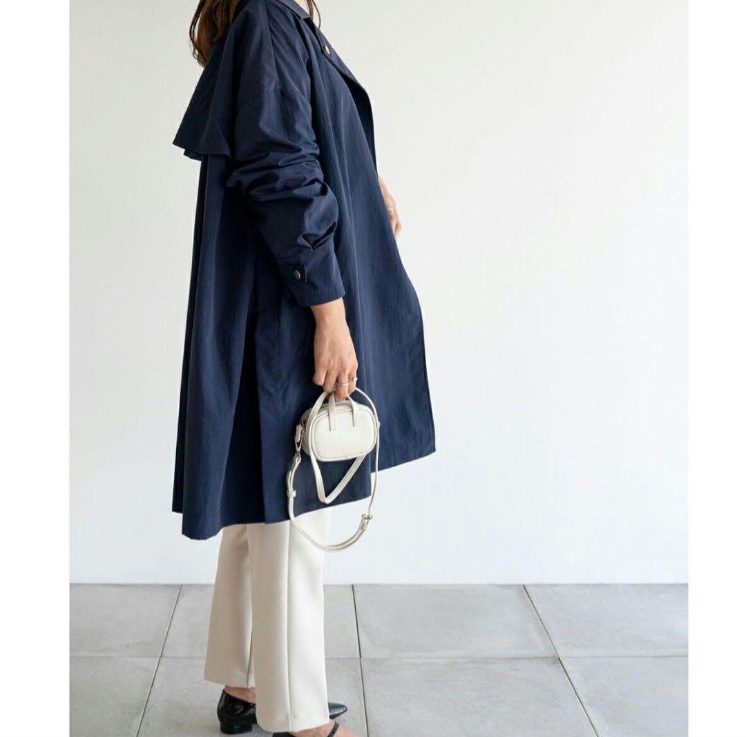 週末値下げ 完売 Aラインナイロンコート harukaさんコラボ ネイビー 38