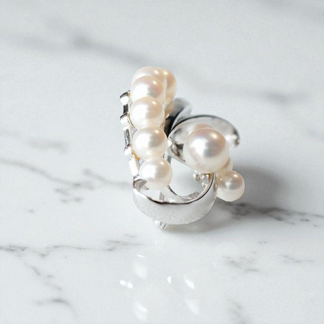 美品✨️ミキモト パールブローチ あこや真珠 10粒 MS刻印 シルバー