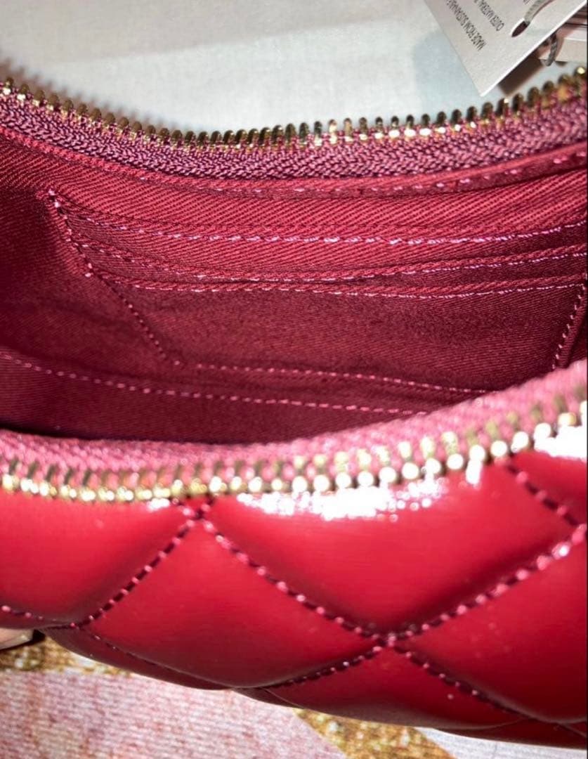 新品未使用！ジェイニー キルトボウハンドル クレセントバッグ バー