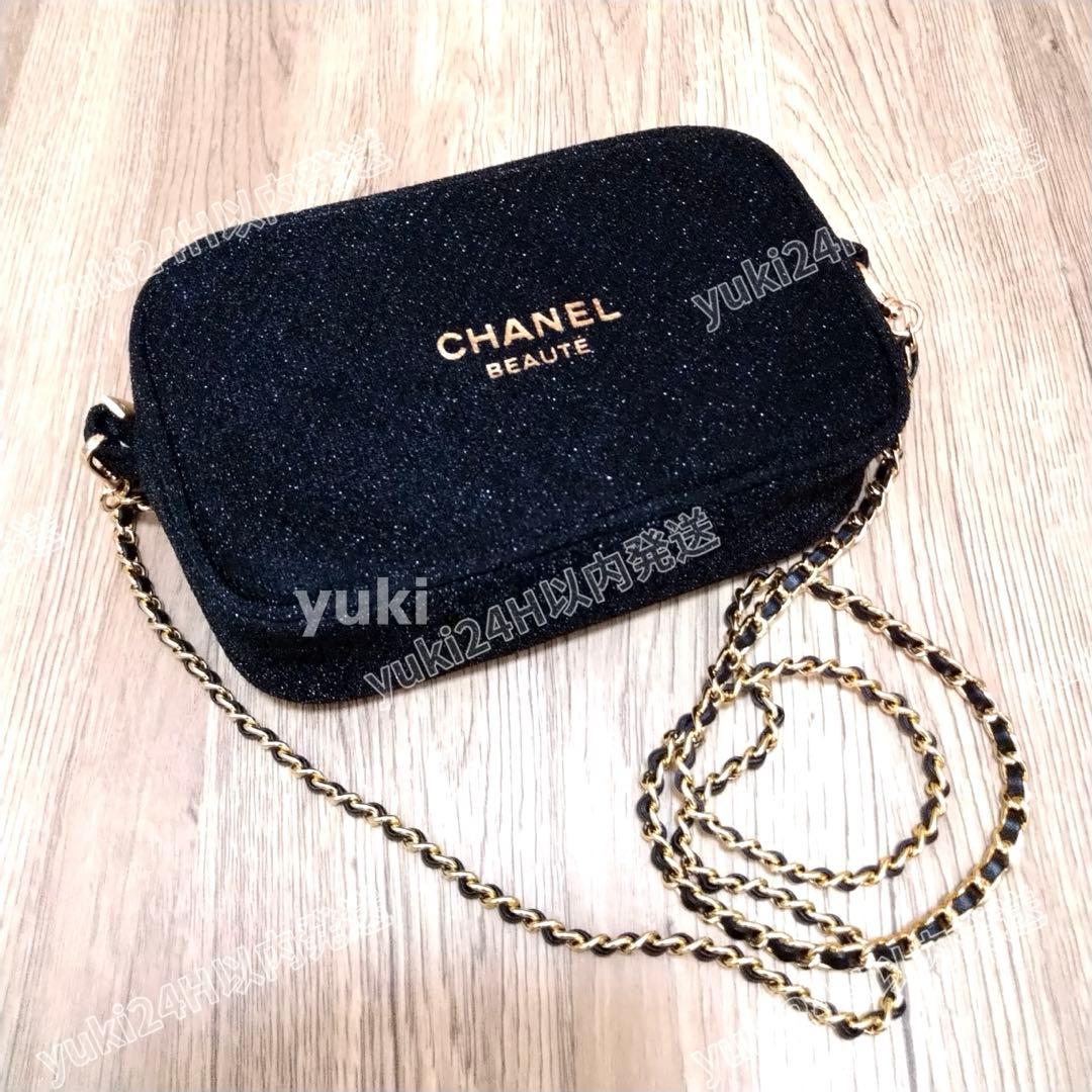 シャネル ノベルティ新品チェーン付きポーチ 箱付きk23s黒 - メルカリ