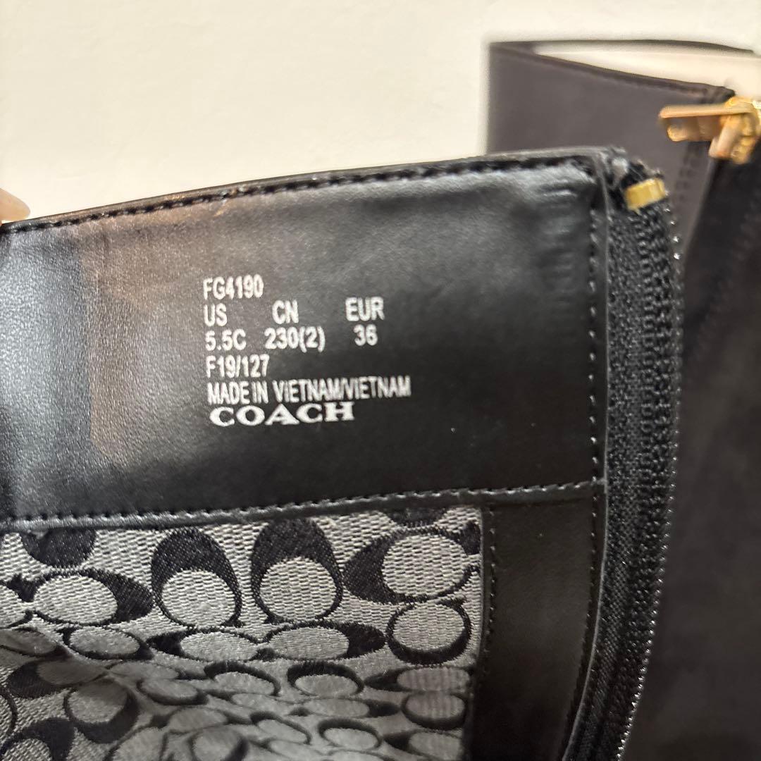 コーチ 黒のロングブーツ スエードツートン 未使用品の通販はau PAY