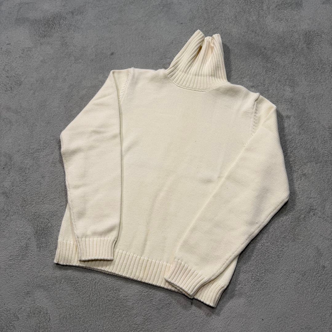 ザノーネ　5ゲージ　タートルネック　ニット　48サイズ　アイボリー ZANONE（ザノーネ） ジーロンウール5ゲージケーブル編みタートルネック