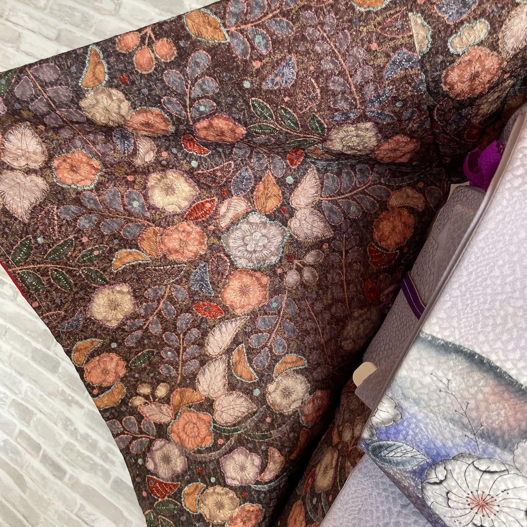 小紋 フルセット 辻ヶ花 ブラウン系 着物 L5 - メルカリ