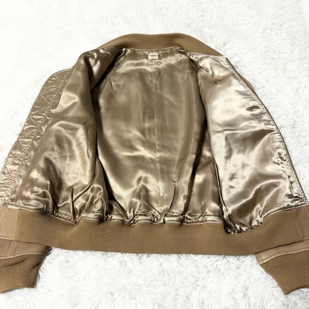 極美品】ロンハーマン ma-1 ラムレザージャケット XS ベージュ系