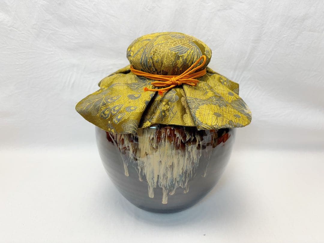 ほぼ未使用 茶道具 洛東 樋谷定一作 天目釉 茶壺 飾壺 飾