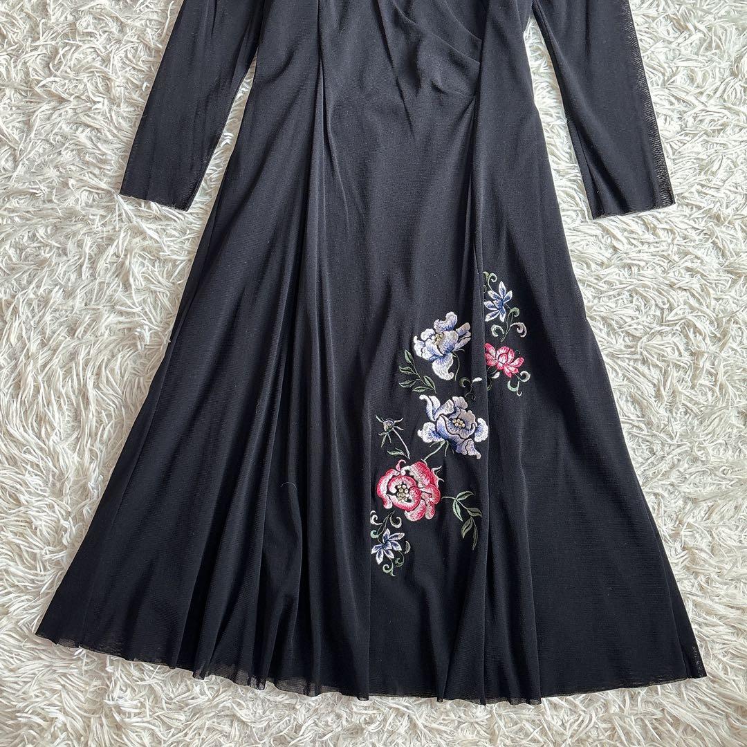 極美品 ヴィヴィアンタム 刺繍 パワーネット ワンピース 黒 2 - メルカリ