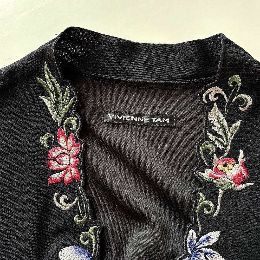 極美品 ヴィヴィアンタム 刺繍 パワーネット ワンピース 黒 2 - メルカリ