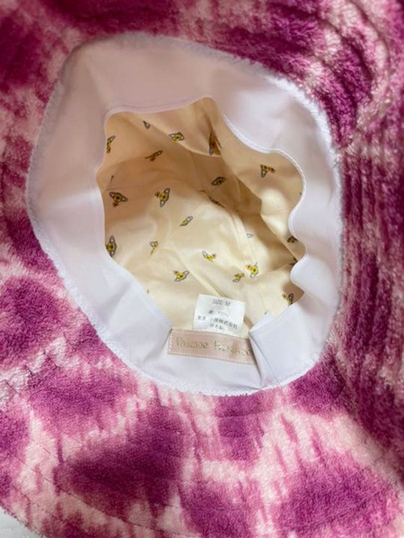 新品同様】ヴィヴィアンウエストウッド ピンクレオパードパイル帽子豹