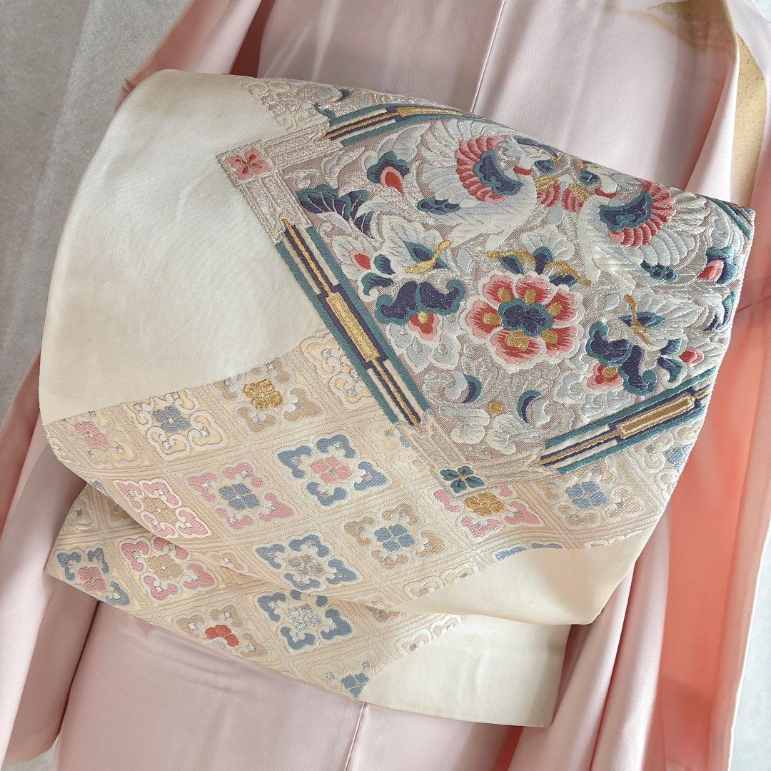 訪問着 フルセット 着物 正絹 手描き 難あり 練習用 梅枝 落款 J1