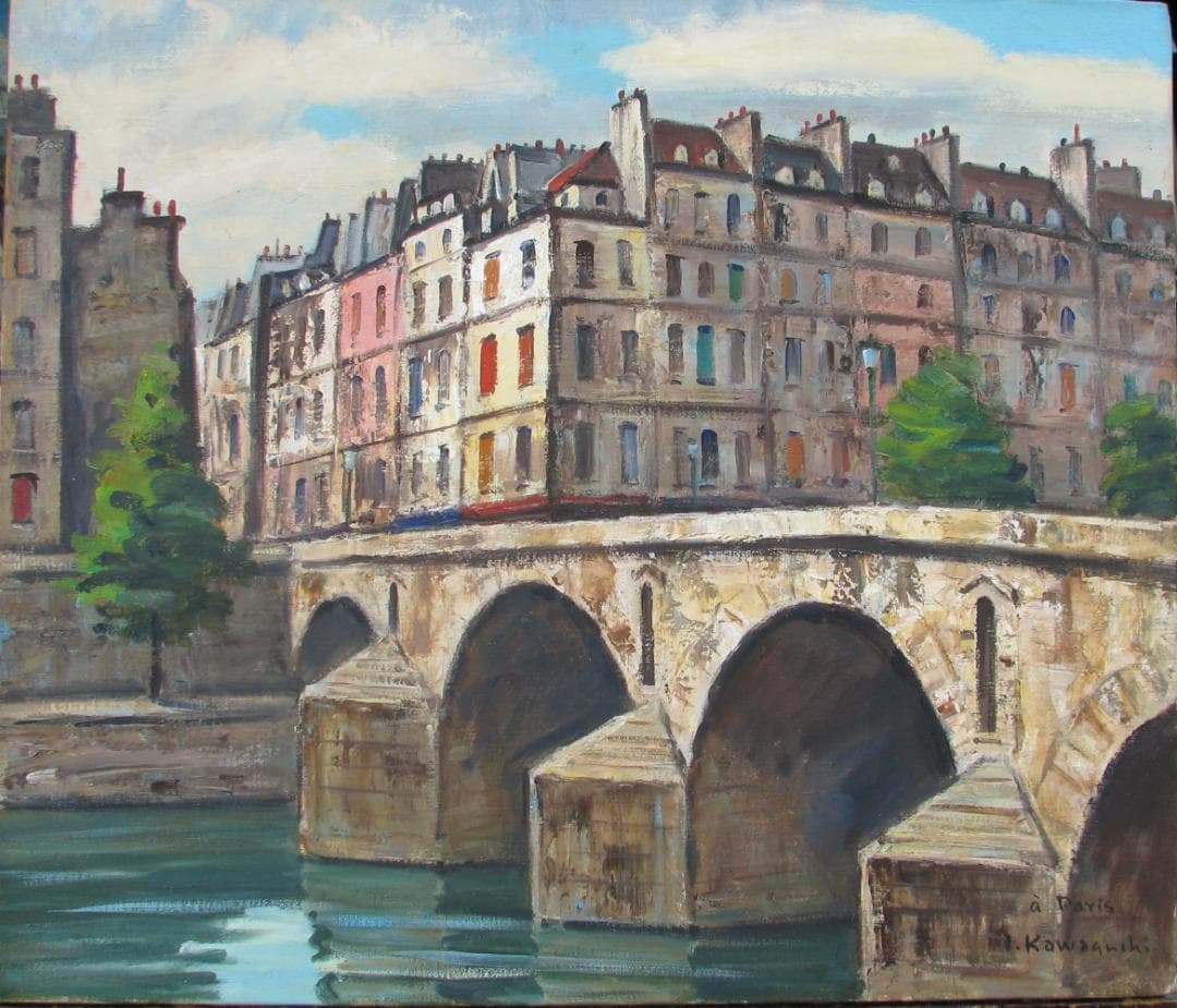 新文展,川口雄男「パリーの朝」10号油彩,東京美術学校卒,姫路市立