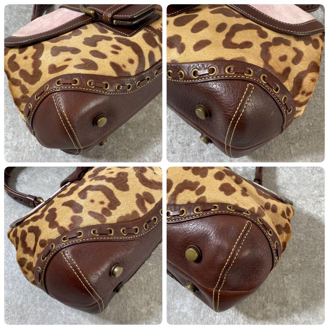 極美品 COACH ソーホー トート ワンショルダーバッグ レオパード