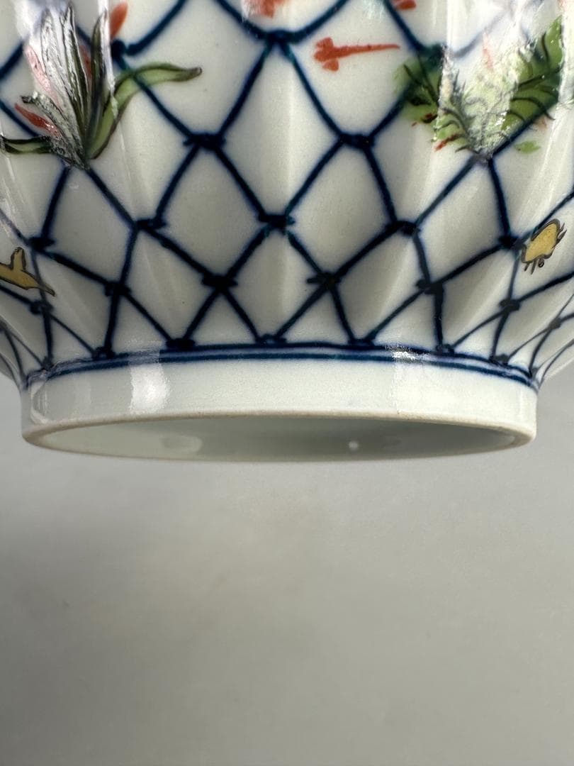 中国美術 小魚魚網文 南京赤絵 小茶碗 染付 華道具 唐物