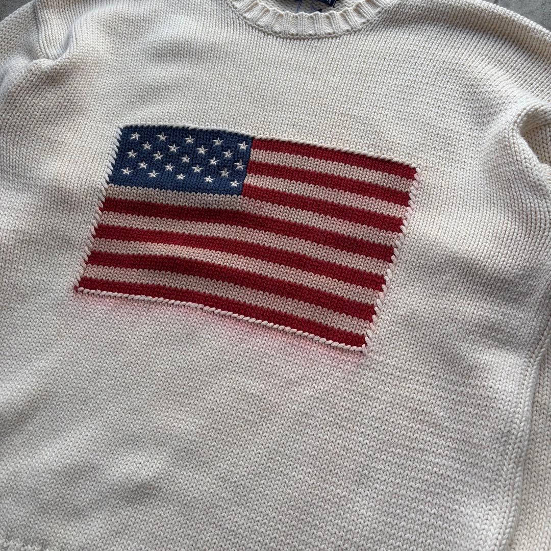 90s polo ralph lauren 星条旗ニット 香港製 - メルカリ