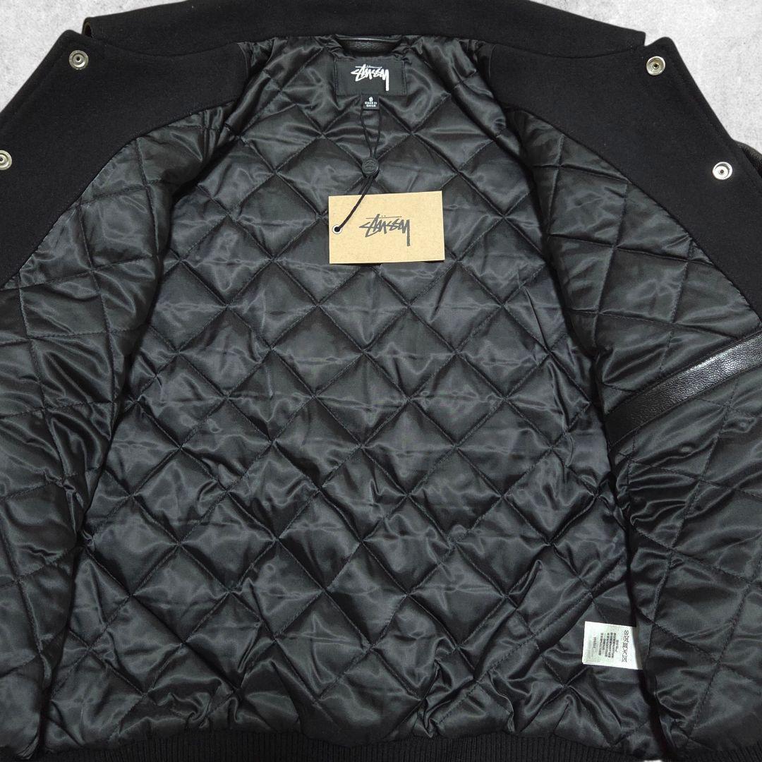 新品】STUSSY GLOBE VARSITY JACKET ブラック S - メルカリ