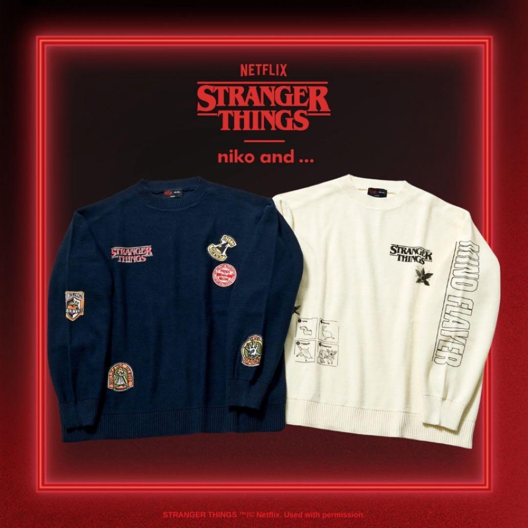 ストレンジャーシングス コラボ アソートモチーフニット オフホワイト