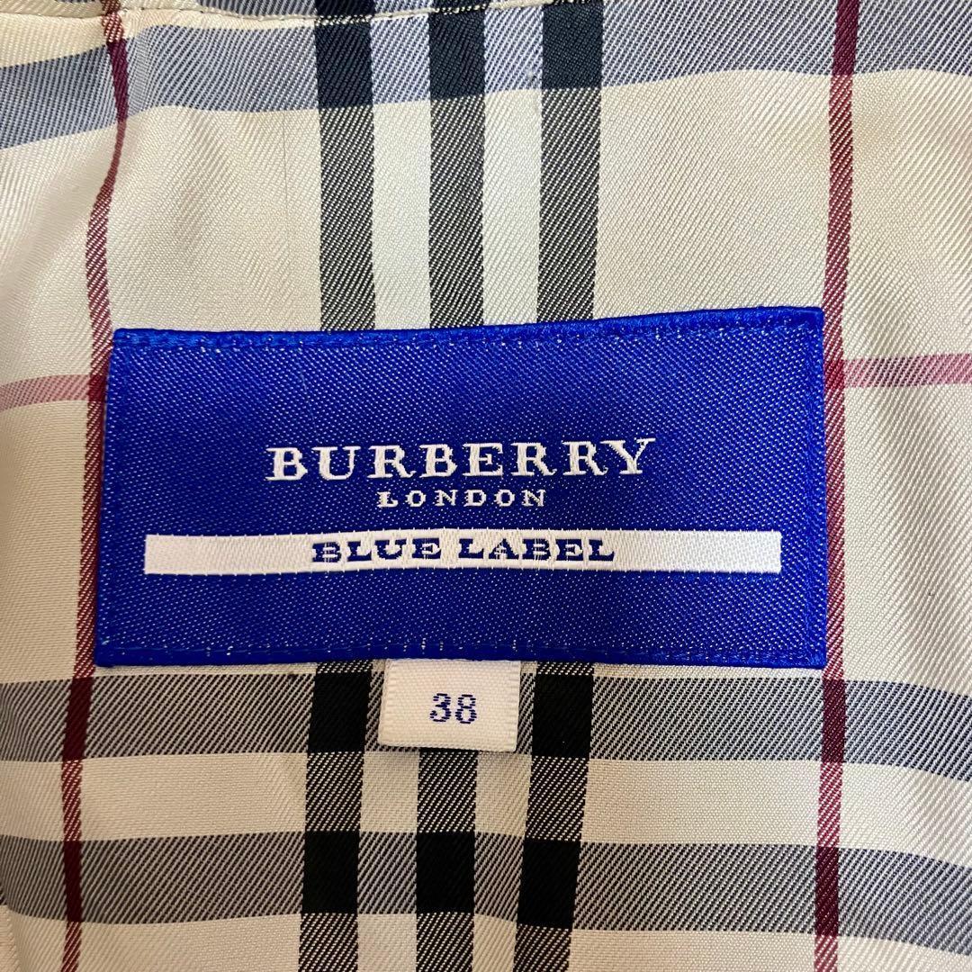バーバリーブルーレーベル ウールコート フード付 裏ノバチェック 黒 M
