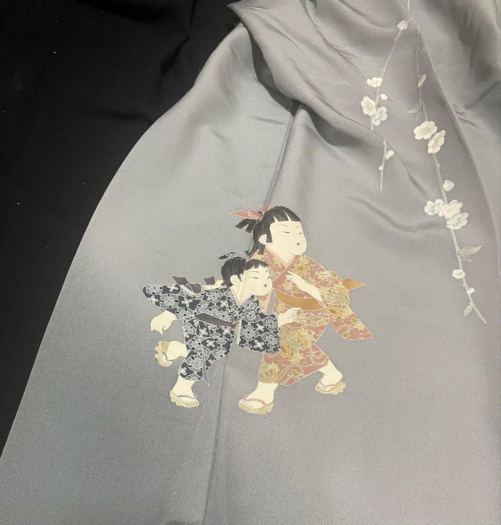 訪問着 フルセット5点サイズM〜L友禅 童子遊び 正絹 - メルカリ