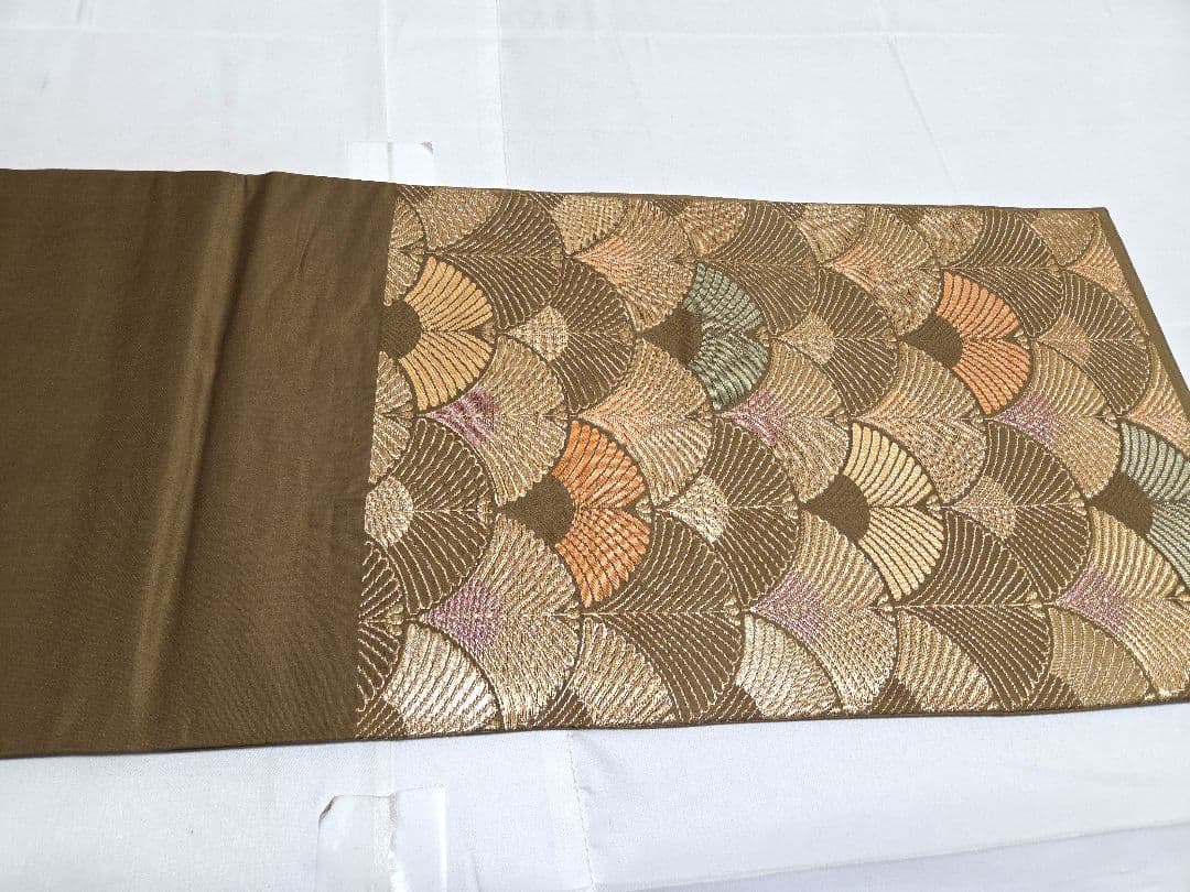 A◇着物くつろぎ 松葉青海波 金糸 六通 正絹 フォーマルな袋帯 25