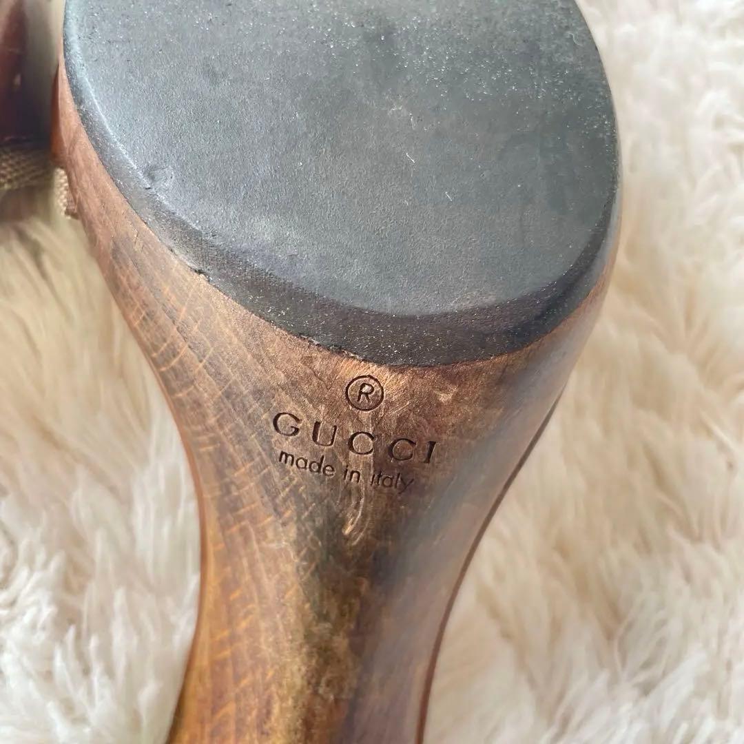 超美品 グッチ 23.5cm ミュールサンダル GG柄 キャンバス　シグネチャー