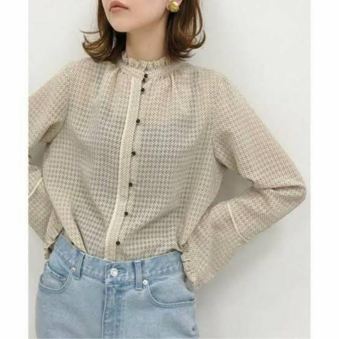 イエナラブークル ブライトサッカーブラウス ドット柄 フリル 手洗可能