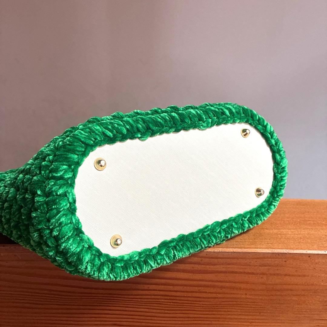 鮮やかグリーン×ベルベット ズパゲッティ マルシェバッグ 緑 - メルカリ