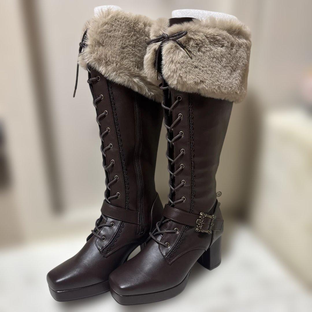 くる実 しまむら ロングファーブーツ - メルカリ