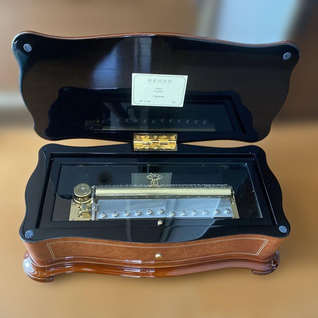 リュージュオルゴール カノン 144弁 ホワイトローズ スイス製 廃盤品 希少